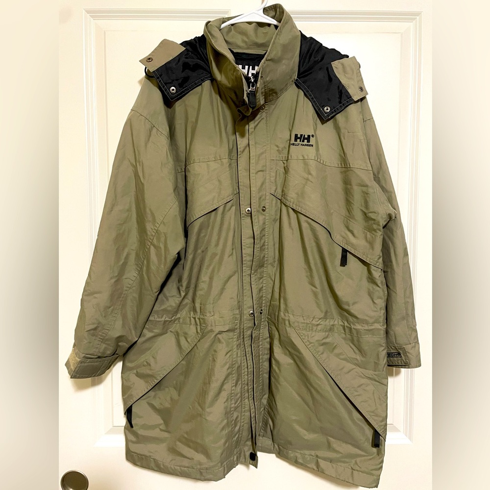 Helly Hansen Helly Tech Womens Sz L Green Hooded Utility Jacket Parka